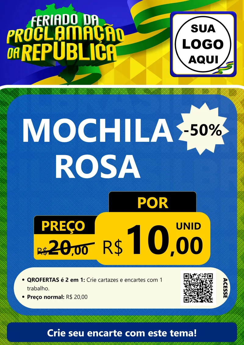 Modelo de Cartaz para Cartaz A4 Vertical com o tema Feriado da Proclamação da República para Papelaria