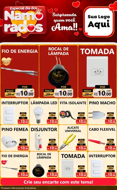 Modelo de Encarte para Encarte Grande com o tema Especial Dia dos Namorados para Materiais Elétricos