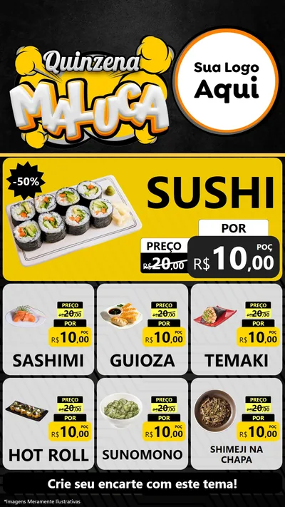 Modelo de Rede Social para Stories com o tema Quinzena Maluca para Comida japonesa