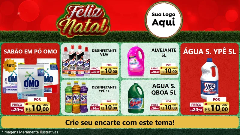 Modelo de TV para TV Horizontal com o tema Feliz Natal para Produtos de Limpeza
