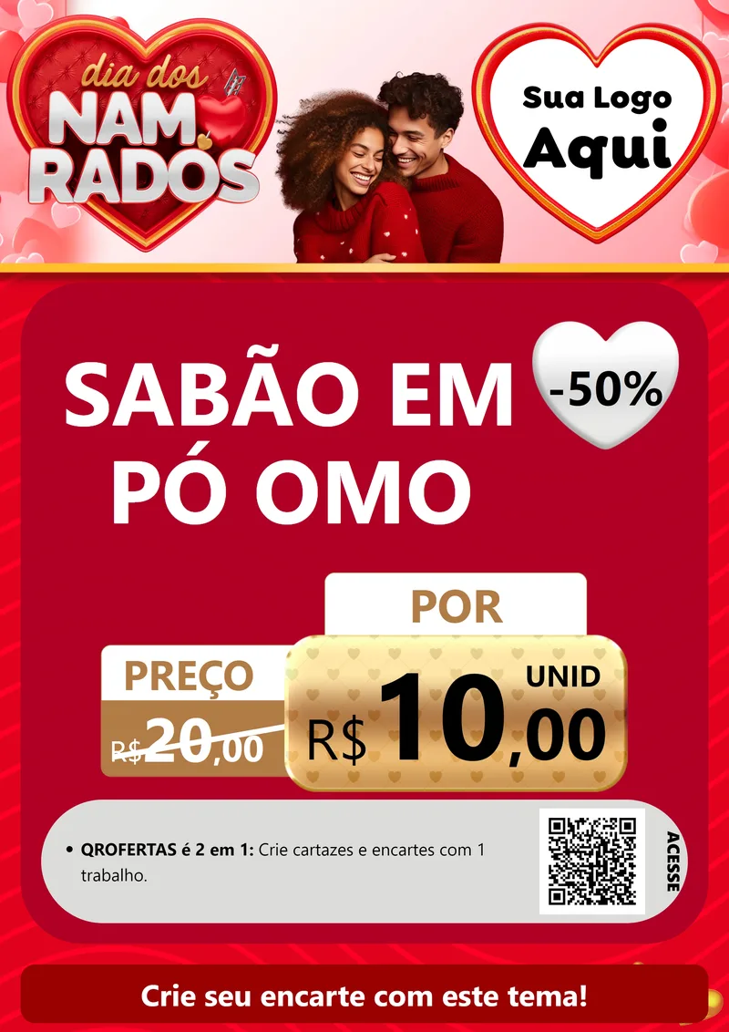 Modelo de Cartaz para Cartaz A4 Vertical com o tema Dia dos Namorados para Produtos de Limpeza