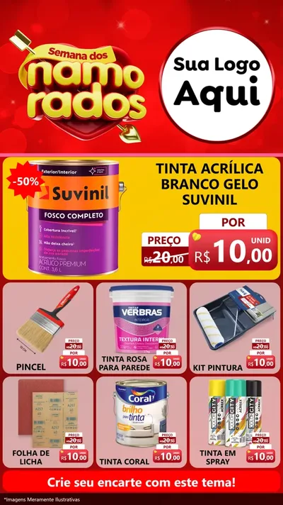 Modelo de Rede Social para Stories com o tema Semana dos namorados para Tintas e Ferramentas