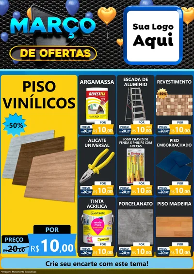 Modelo de Encarte para Encarte A4 Vertical com o tema Março de Ofertas para Material para Construção