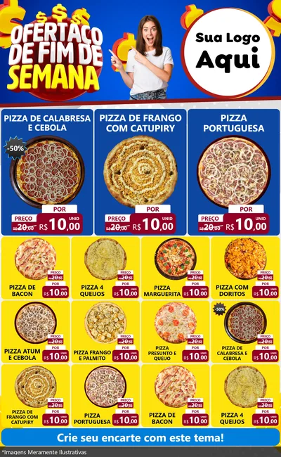 Modelo de Encarte para Encarte Grande com o tema Ofertaço de Fim de Semana para Pizzaria