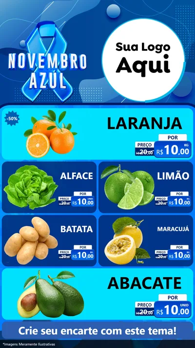 Modelo de TV para TV Vertical com o tema Novembro Azul para Hortifrúti