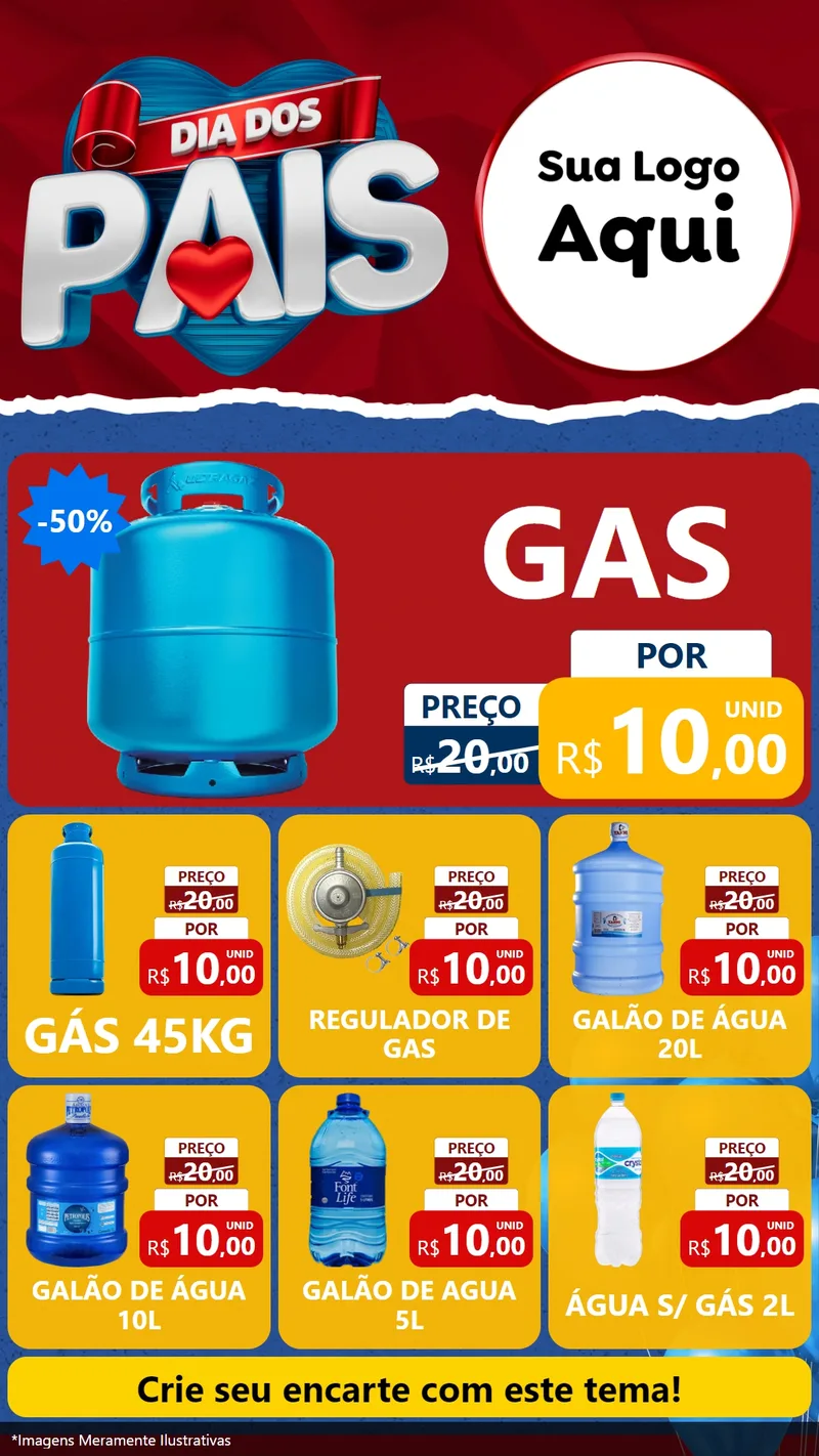Modelo de Rede Social para Stories com o tema Dia dos Pais para Água e gás