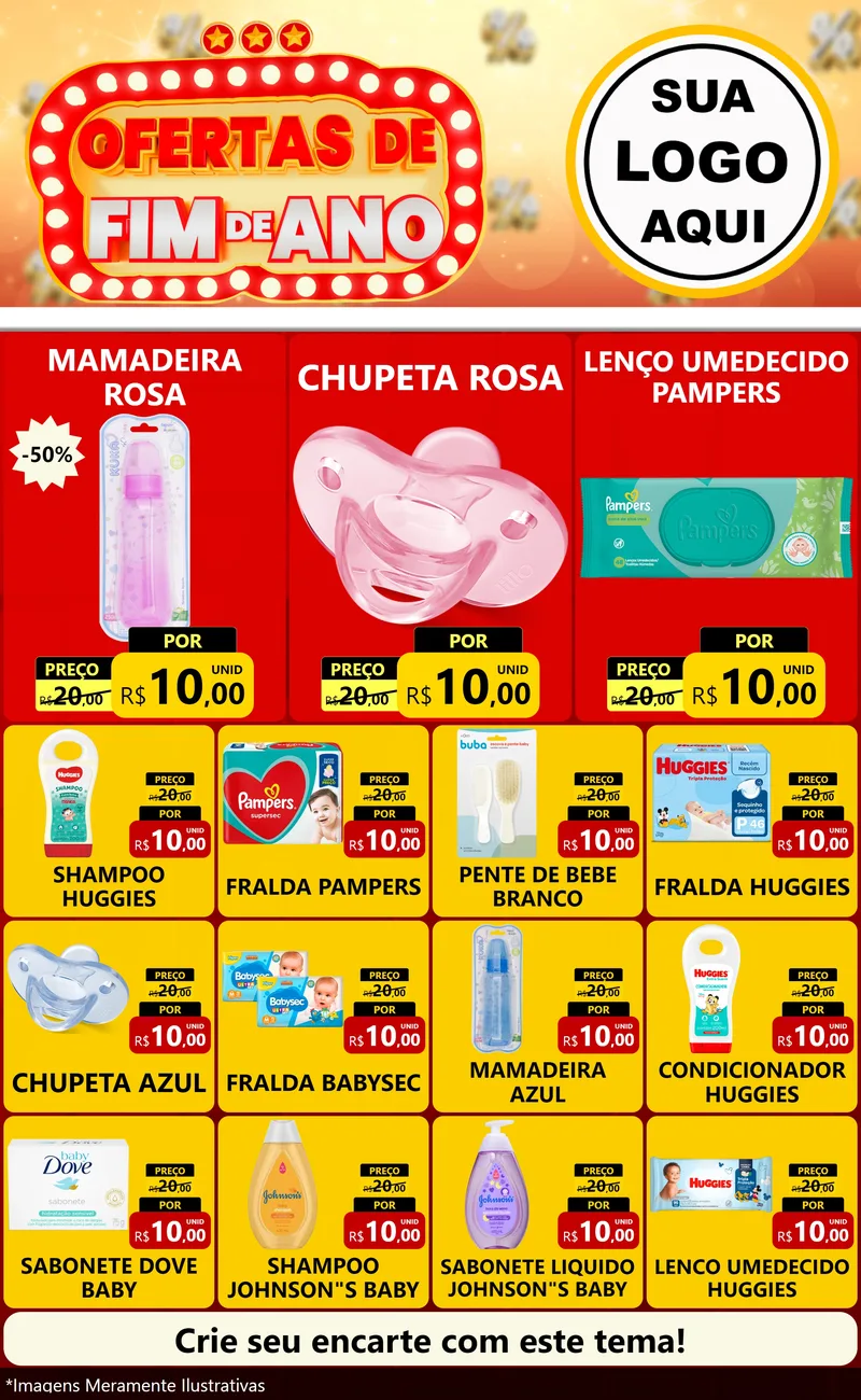 Modelo de Encarte para Encarte Grande com o tema Ofertas de Fim de Ano para Bebês
