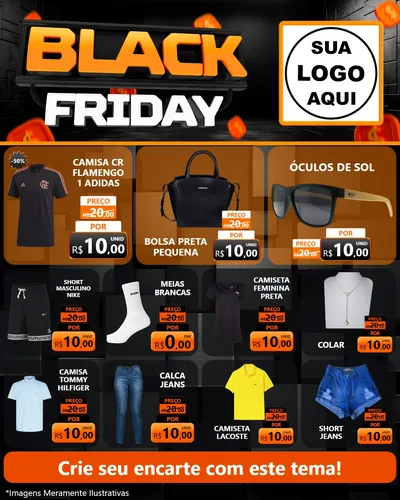 Modelo de Rede Social para Feed Instagram com o tema Black Friday para Roupas e acessórios