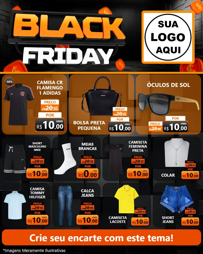 Modelo de Rede Social para Feed Instagram com o tema Black Friday para Roupas e acessórios