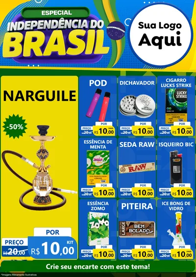Modelo de Encarte para Encarte A4 Vertical com o tema Especial Independência do Brasil para Tabacaria