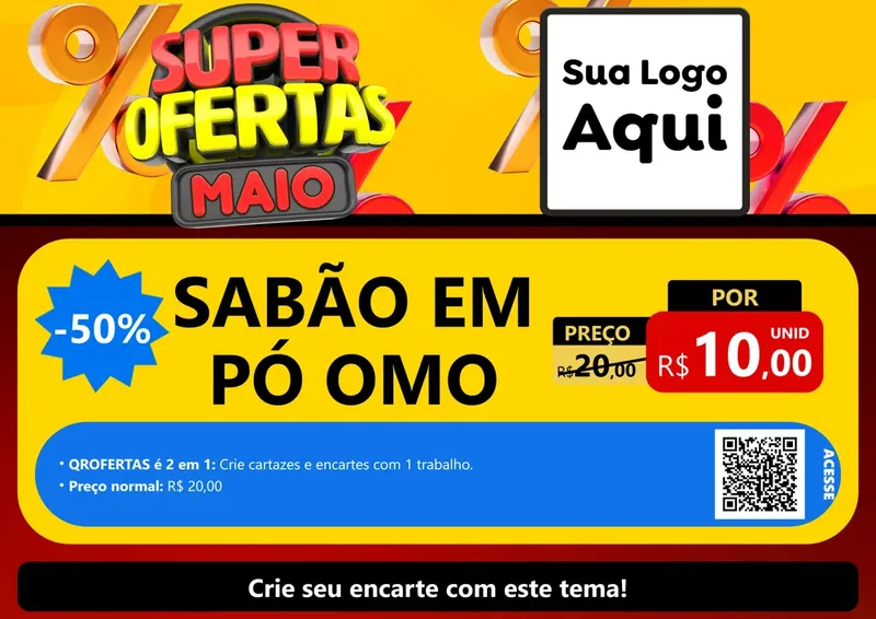 Modelo de Cartaz para Cartaz A4 Horizontal com o tema Super Ofertas Maio para Produtos de Limpeza
