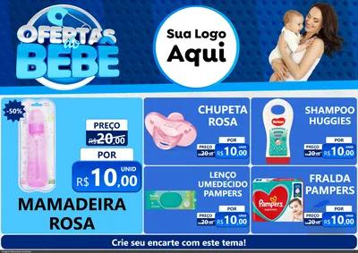 Modelo de Encarte para Encarte A4 Horizontal com o tema Ofertas do Bebê para Bebês