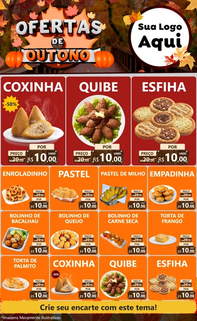 Modelo de Encarte para Encarte Grande com o tema Ofertas de Outono para Salgadaria