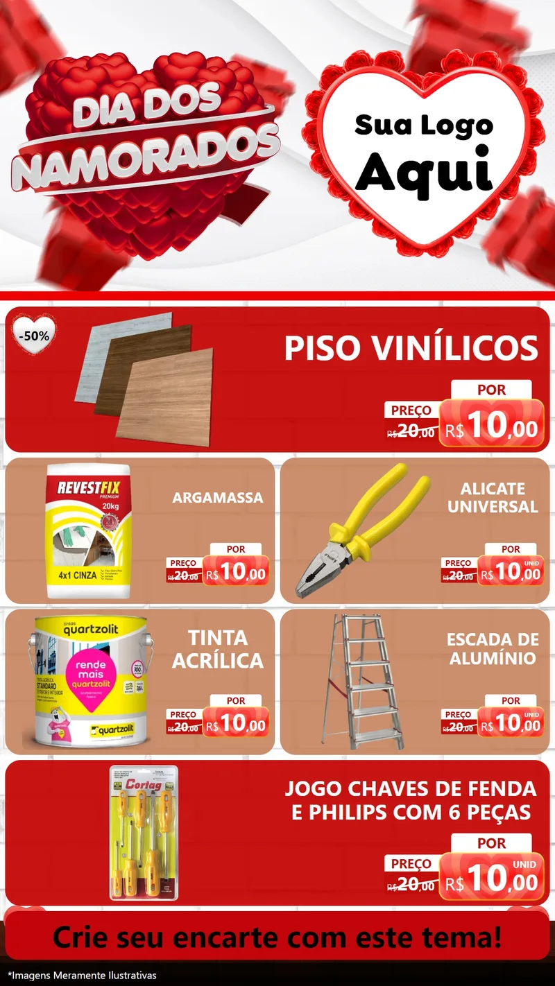 Modelo de TV para TV Vertical com o tema Dia dos Namorados para Material para Construção
