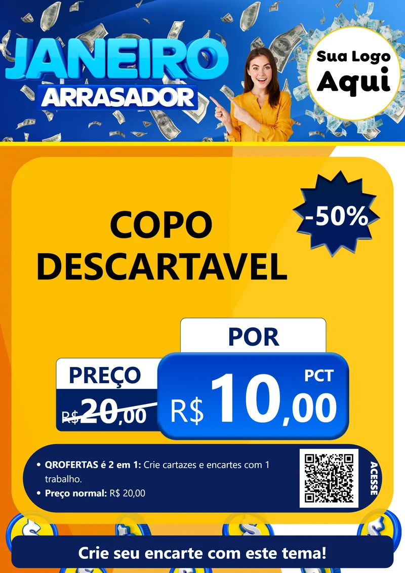 Modelo de Cartaz para Cartaz A4 Vertical com o tema Janeiro Arrasador para Embalagens