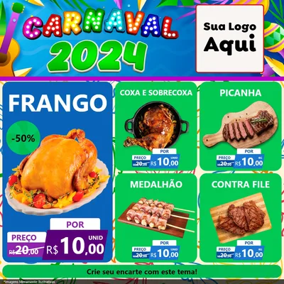 Modelo de Rede Social para Feed Facebook com o tema Carnaval 2027 para Assados
