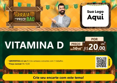Modelo de Cartaz para Cartaz A4 Horizontal com o tema Arraiá do preço bão para Farmácia