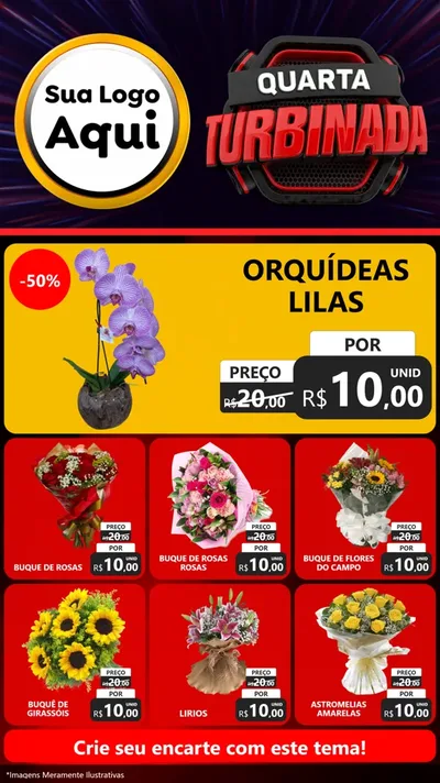 Modelo de Rede Social para Stories com o tema Quarta Turbinada para Floricultura e jardim