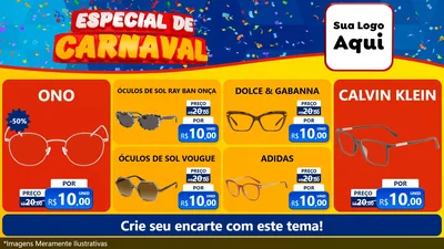 Modelo de TV para TV Horizontal com o tema Especial de Carnaval para Óticas