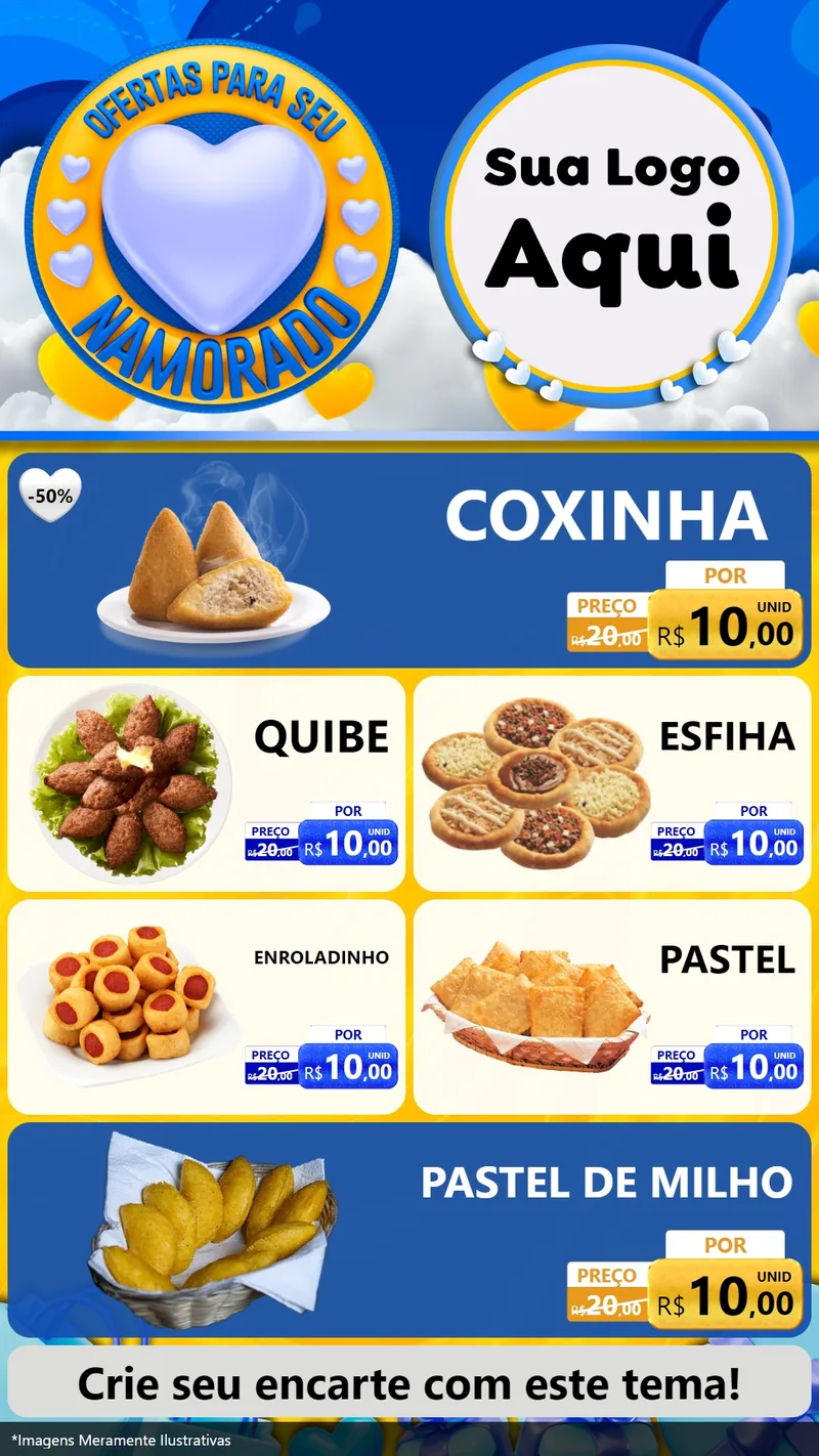 Modelo de TV para TV Vertical com o tema Ofertas Para Seu Namorado para Salgadaria