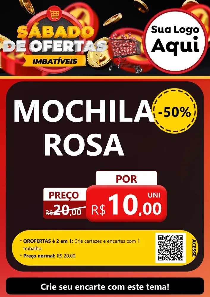 Modelo de Cartaz para Cartaz A4 Vertical com o tema Sábado de Ofertas Imbatíveis para Papelaria