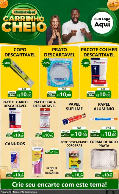 Modelo de Encarte para Encarte Grande com o tema Carrinho Cheio para Embalagens