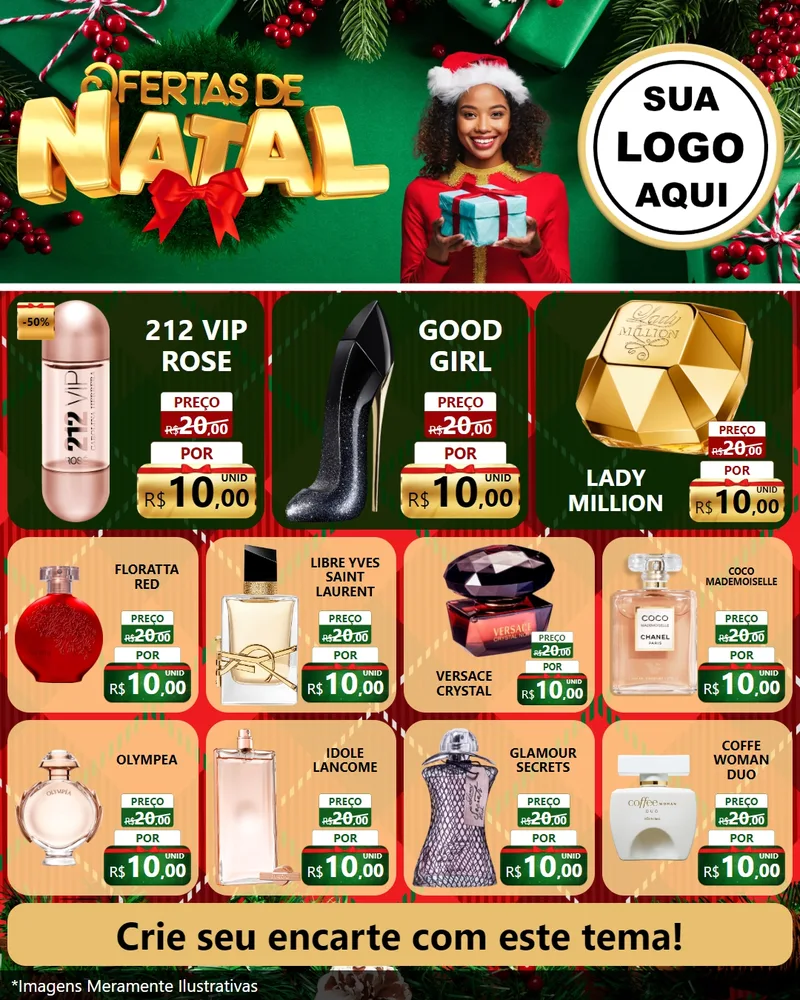 Modelo de Rede Social para Feed Instagram com o tema Ofertas de Natal para Perfumes
