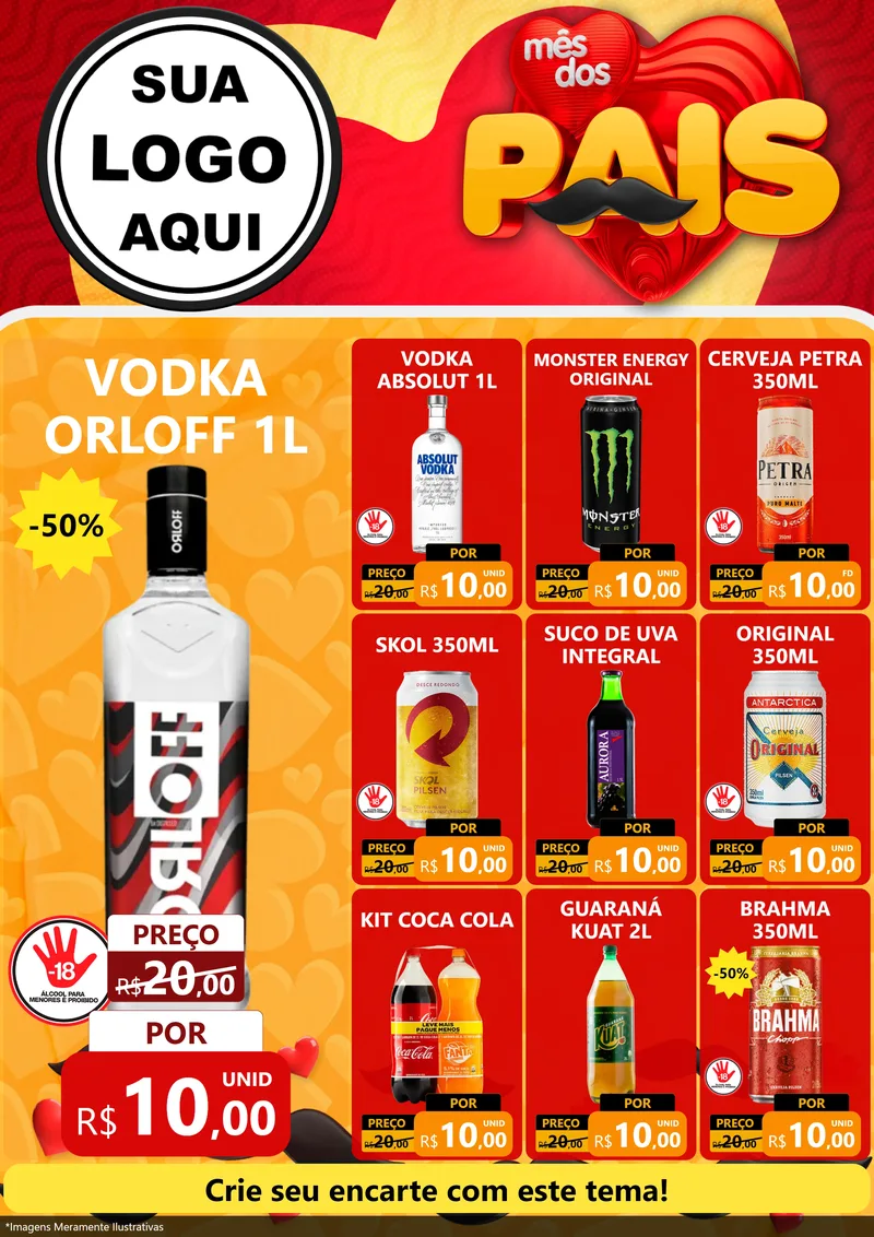 Modelo de Encarte para Encarte A4 Vertical com o tema Mês Dos Pais para Distribuidora de bebidas