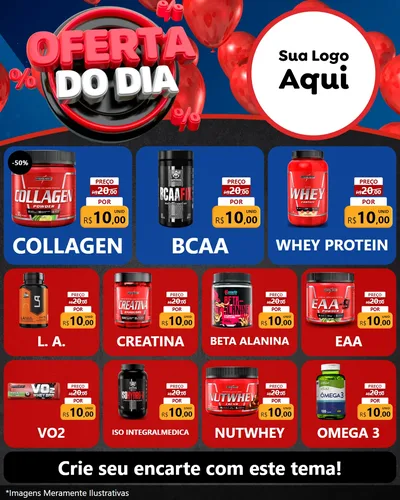 Modelo de Rede Social para Feed Instagram com o tema Oferta do Dia para Suplementos alimentares