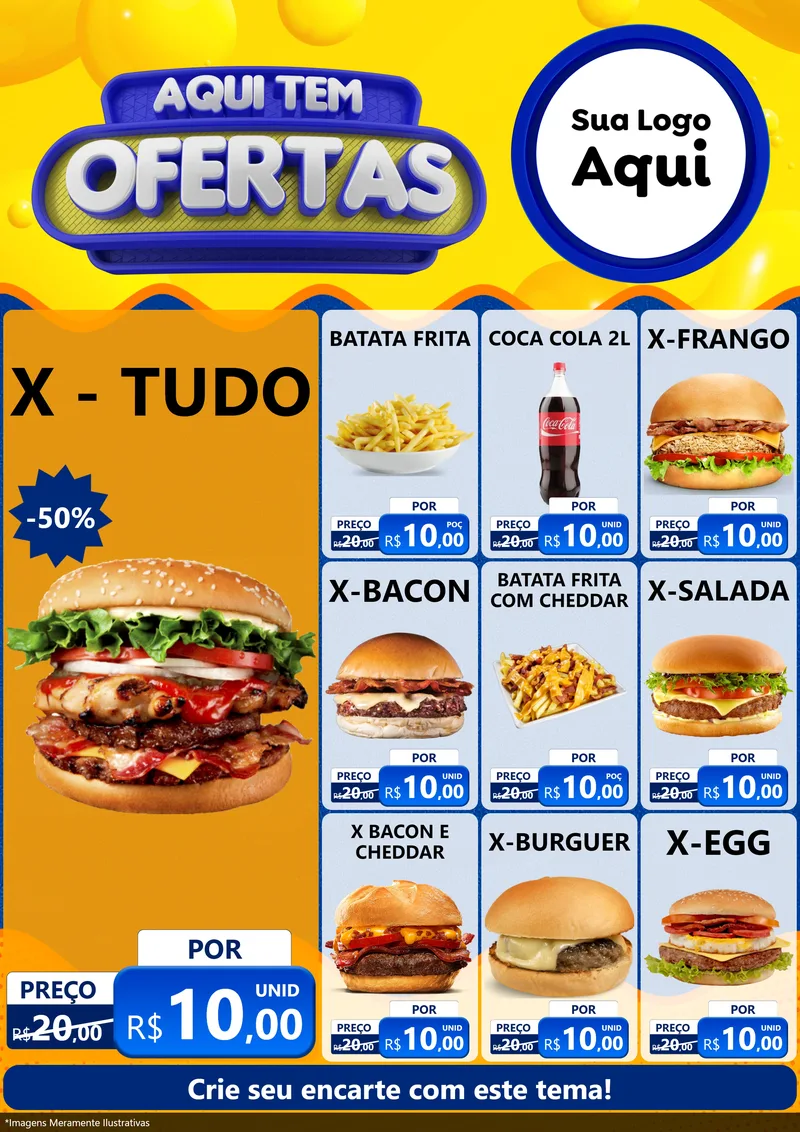 Modelo de Encarte para Encarte A4 Vertical com o tema Aqui Tem Ofertas para Hamburgueria