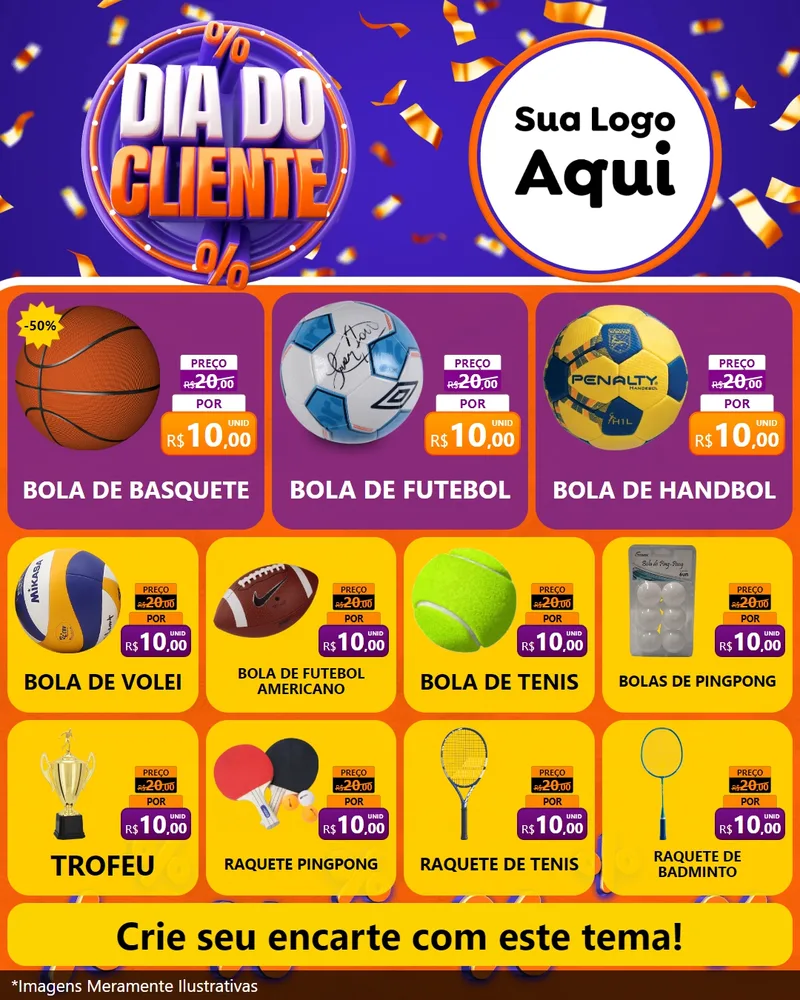 Modelo de Rede Social para Feed Instagram com o tema Dia do Cliente para Artigos Esportivos