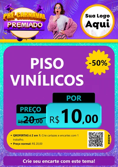 Modelo de Cartaz para Cartaz A4 Vertical com o tema Pré-Carnaval Premiado para Material para Construção