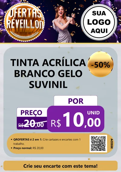 Modelo de Cartaz para Cartaz A4 Vertical com o tema Ofertas de Réveillon para Tintas e Ferramentas