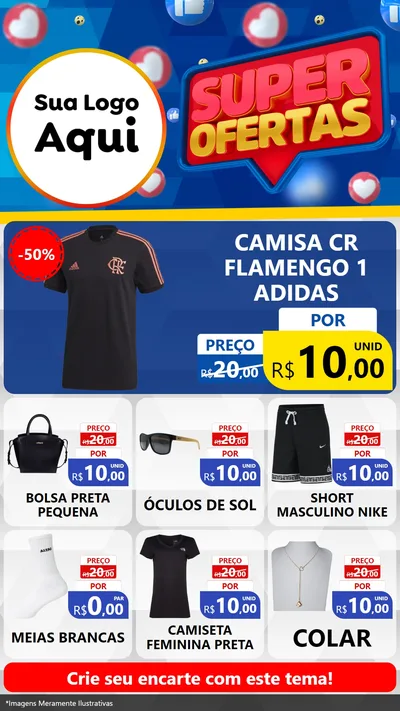 Modelo de Rede Social para Stories com o tema Super Ofertas para Roupas e acessórios