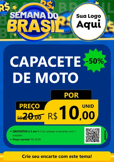 Modelo de Cartaz para Cartaz A4 Vertical com o tema Semana Do Brasil para Moto peças