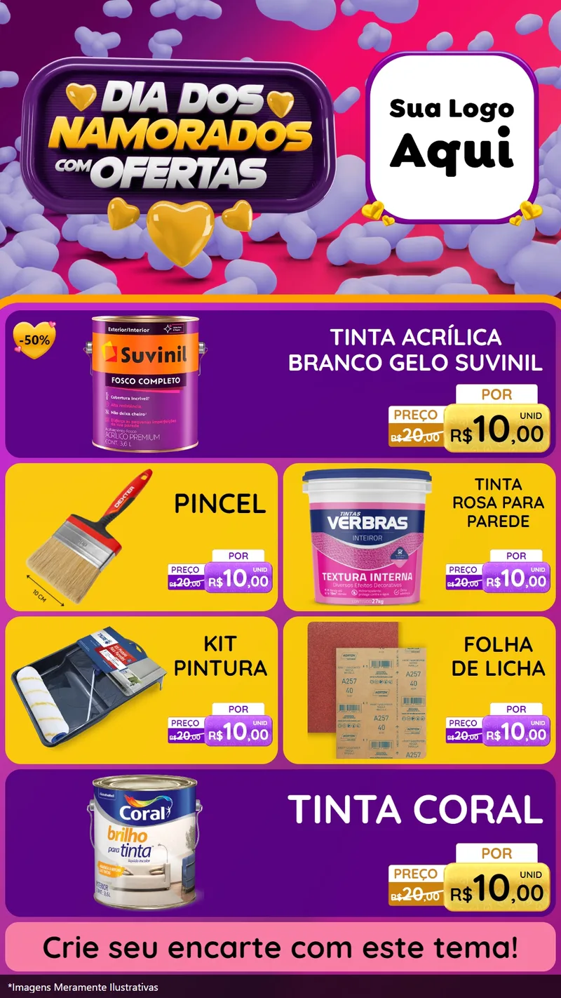Modelo de TV para TV Vertical com o tema Dia Dos Namorados Com Ofertas para Tintas e Ferramentas