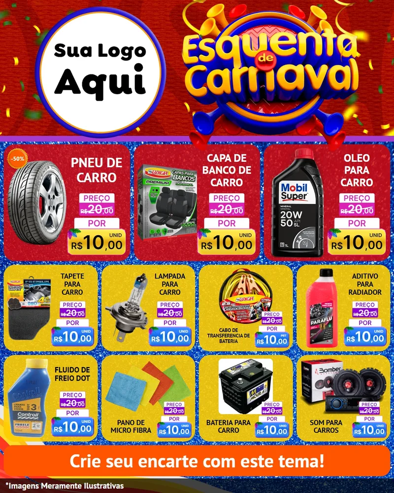 Modelo de Rede Social para Feed Instagram com o tema Esquenta de Carnaval para Auto peças