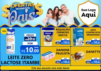 Modelo de Encarte para Encarte A4 Horizontal com o tema Ofertas do Dia dos Pais para Frios e Laticínios