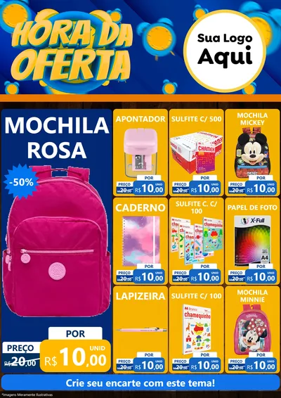 Modelo de Encarte para Encarte A4 Vertical com o tema Hora da Oferta para Papelaria