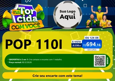 Modelo de Cartaz para Cartaz A4 Horizontal com o tema Na Torcida Com Você - Copa para Concessionaria de Motos