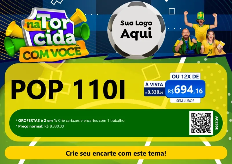 Modelo de Cartaz para Cartaz A4 Horizontal com o tema Na Torcida Com Você - Copa para Concessionaria de Motos