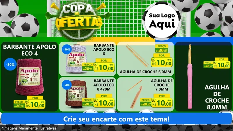 Modelo de TV para TV Horizontal com o tema Copa De Ofertas para Armarinho e Aviamentos