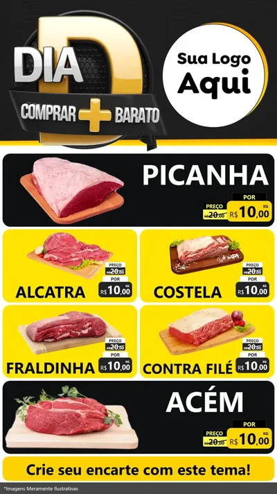 Modelo de TV para TV Vertical com o tema Dia D Mais Economia para Açougue