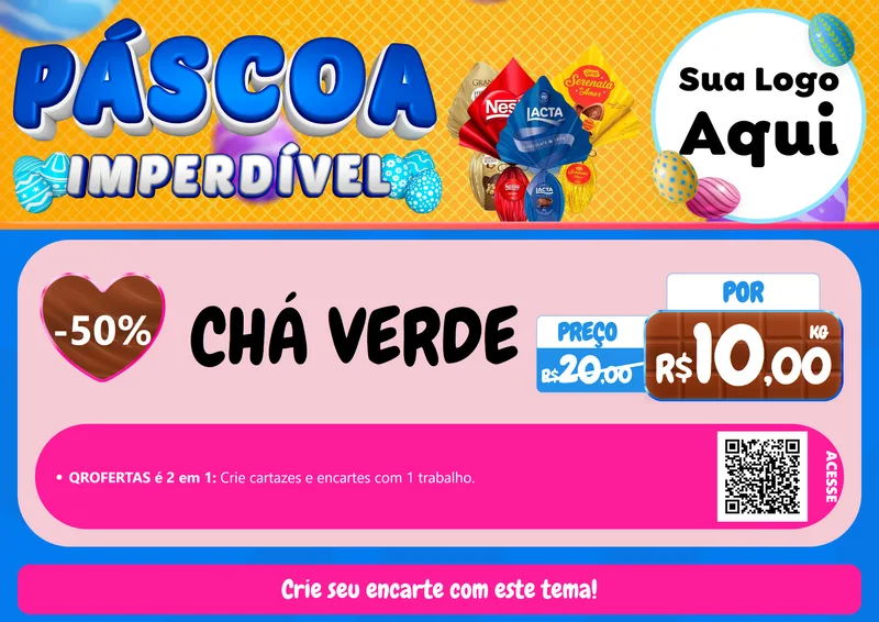 Modelo de Cartaz para Cartaz A4 Horizontal com o tema Páscoa Imperdível para Produtos Naturais
