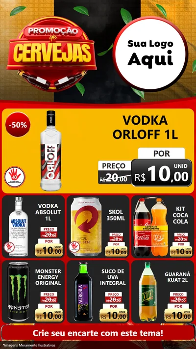 Modelo de Rede Social para Stories com o tema Promoções de Cervejas para Distribuidora de bebidas