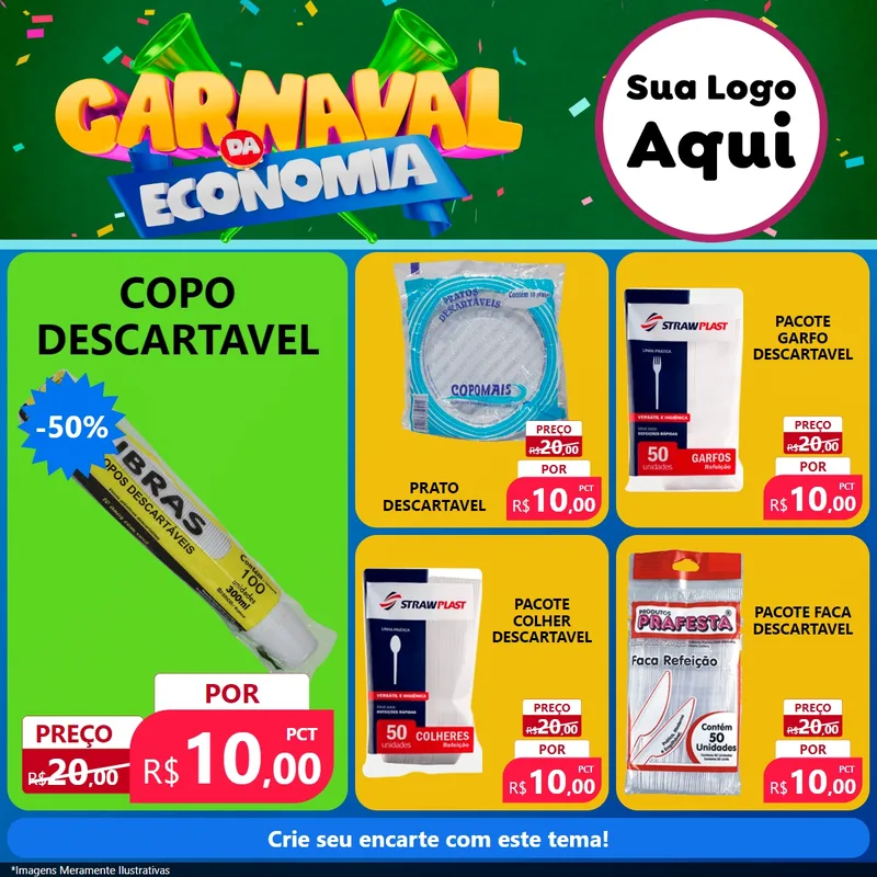 Modelo de Rede Social para Feed Facebook com o tema Carnaval da Economia para Embalagens