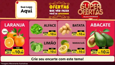 Modelo de TV para TV Horizontal com o tema Dia dos Namorados para Hortifrúti