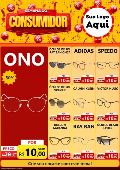 Modelo de Encarte para Encarte A4 Vertical com o tema Semana do Consumidor para Óticas