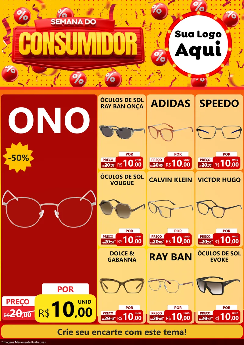 Modelo de Encarte para Encarte A4 Vertical com o tema Semana do Consumidor para Óticas