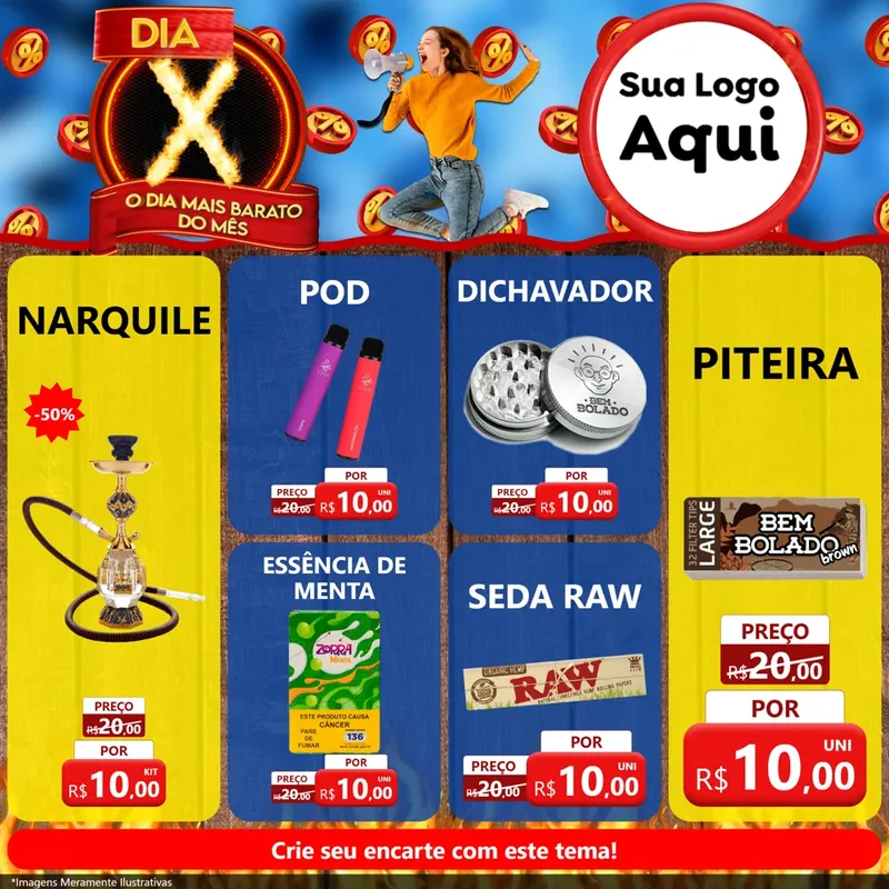 Modelo de Rede Social para Feed Facebook com o tema Dia X - O Dia Mais Barato Do Mês para Tabacaria